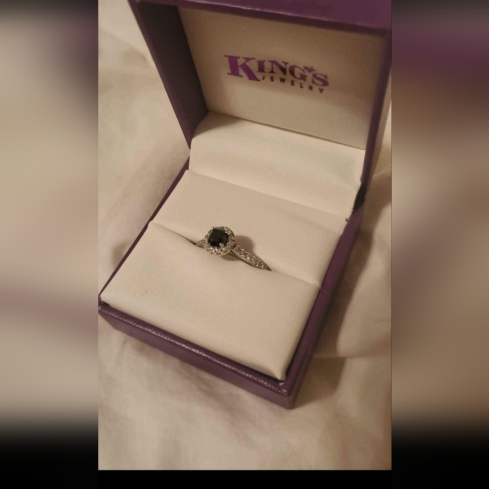 Black diamond engagement ring